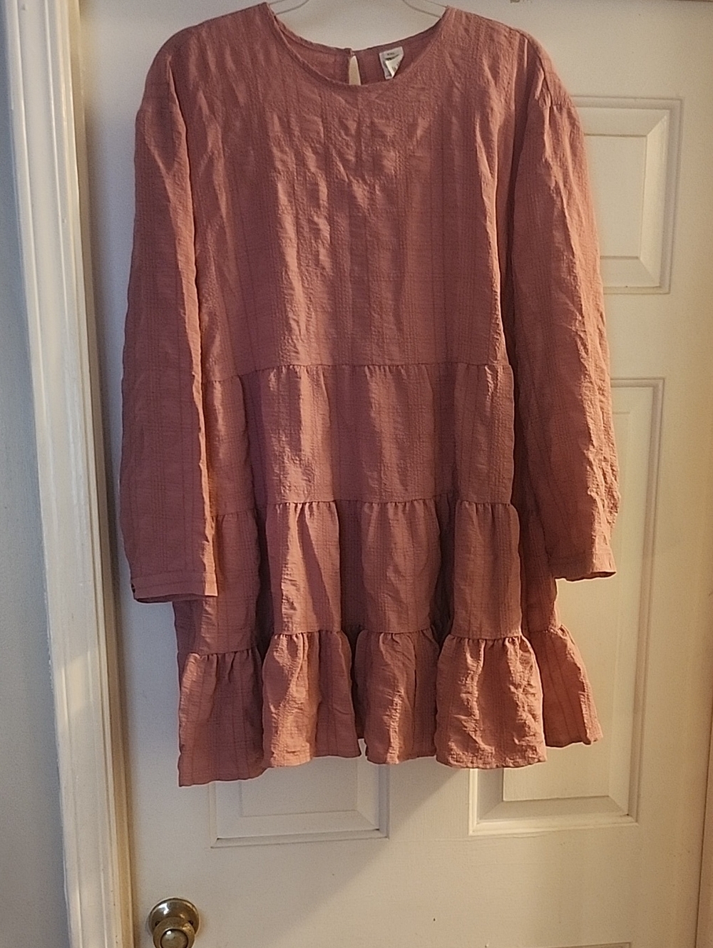 Tiered Long-Sleeve Dress in Dusty Rose